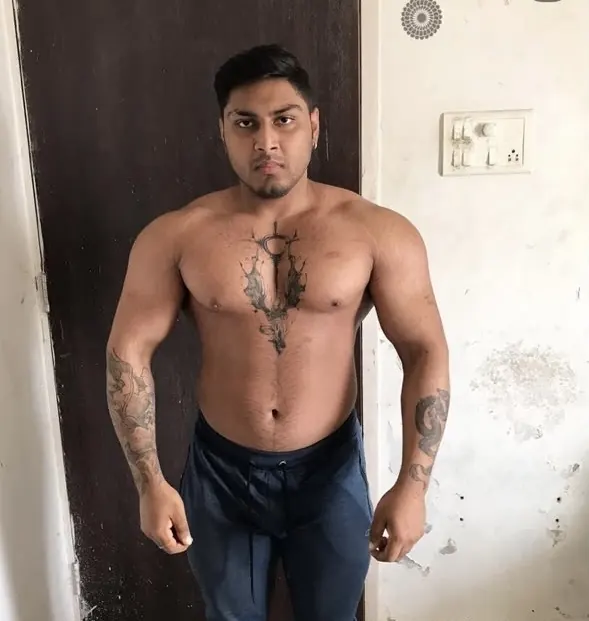 Client before muscle transformation